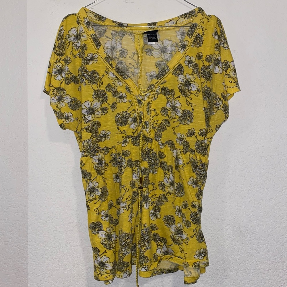 Torrid yellow floral baby doll top